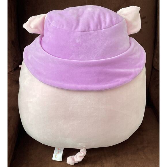 Squishmallows Peter the Pink Pig Wearing Bucket Hat 16" - Picture 2 of 5